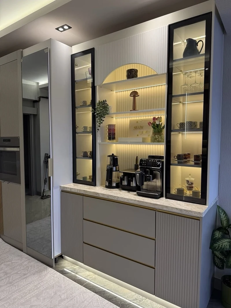Kemer detaylı kahve köşesi, atölyeden paylaşılan fotoğraf
